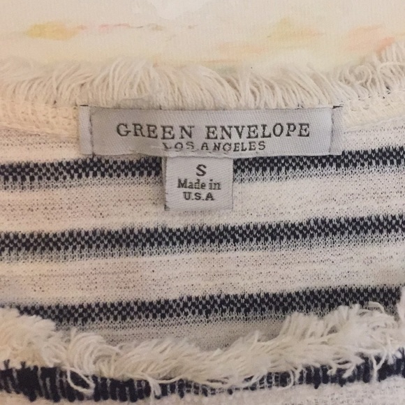 Navy & Cream Striped Top Texture Cotton Fringe USA - Picture 2 of 8